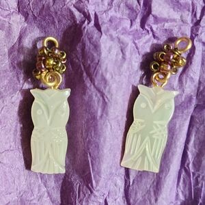 Artisan Made Carved Mother of Pearl Owl Jewelry Components/ Beading Supplies
